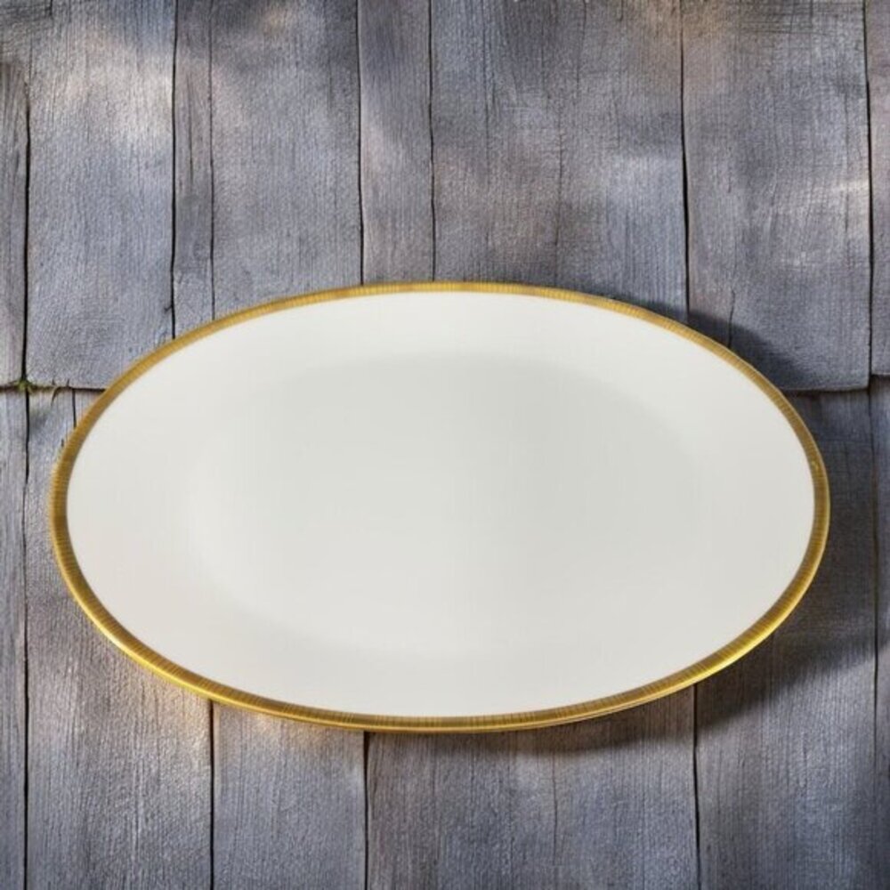 Rosenthal Germany 3680 White Gold BandBlack Lines Oval Serving Tray Platter 13in